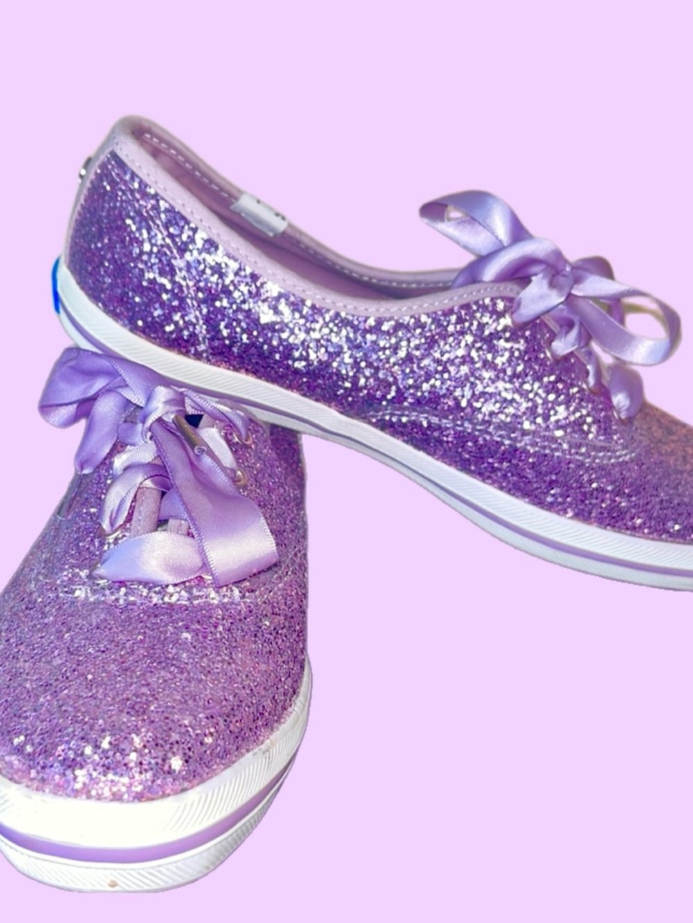 Kate Sade Glitter Lace-Up Keds Sneakers - Purple 6.5 NWOB